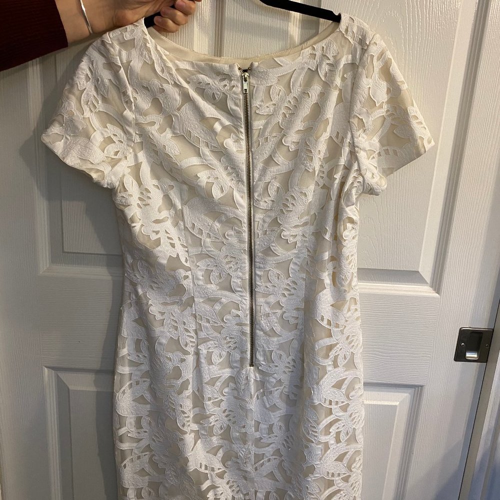 Alexia Admor Leather Floral Laser Cut Lace Dress L